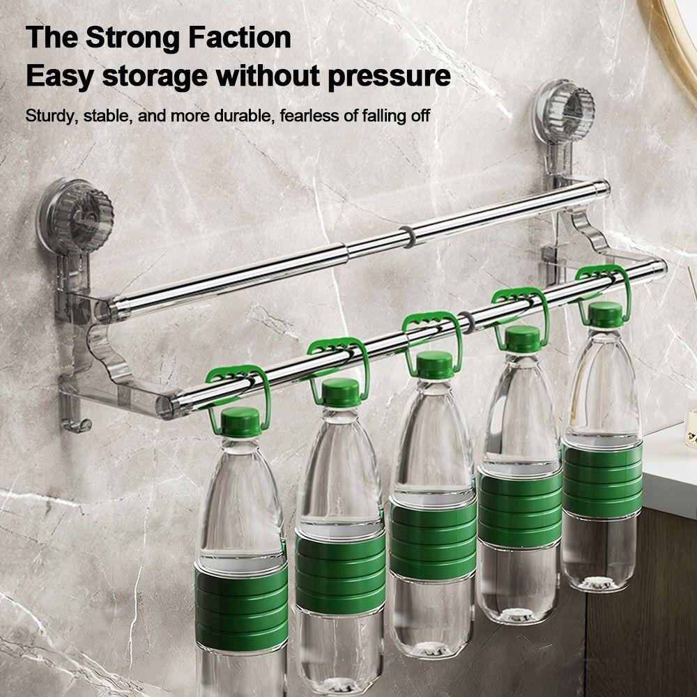 1Pcs 36-120cm Wall Towel Rack Double Layer Rod Kitchen Bathroom Shelf Self-adhesive Storage Rack