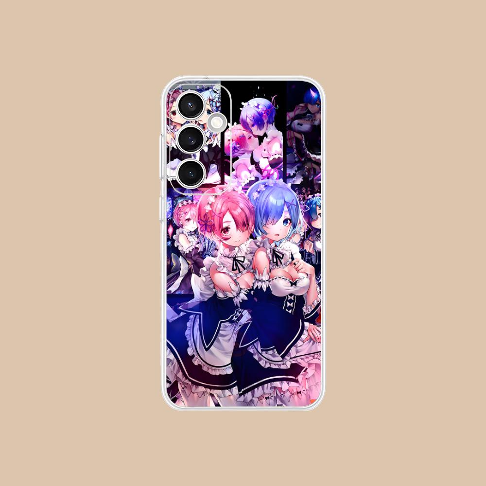 ReZero Rem Ram Clear Mobile Phone Case for Samsung Galaxy S25 S24 S23 S22 S21Plus FE Ultra Colorful Cover