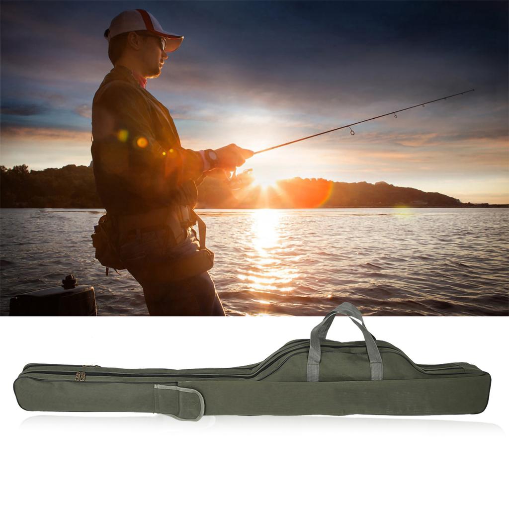 Outdoor Fishing Rod Pole Reel Lures Box Storage Bag Adjustable Shoulder Strap (Green1.5m)