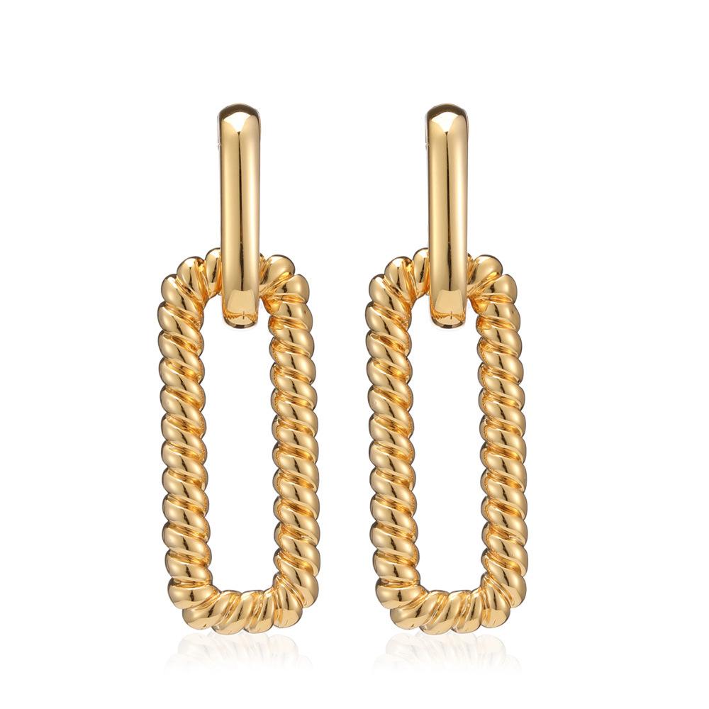 Earrings, European and American Women's Gold Earrings, Simple Temperament Internet Celebrity Hipster Fresh Personality Versatile One Piece