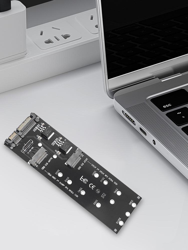 SATA M.2 SSD Adapter Dual Ports Riser Adapter NVMe M.2 NGFF To SFF-8611 Expansion Card Dual Protocol Adapter Card for Mainboard