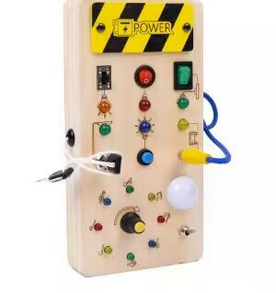 Children s Educational LED Busy Board - Wooden Early Learning Toy with Switches and Lights