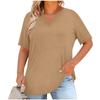 Women's Plus Size Casual Short Sleeve Top V Neck Loose Fit Solid Color T Shirt Lightweight Comfortable Soft Fabric