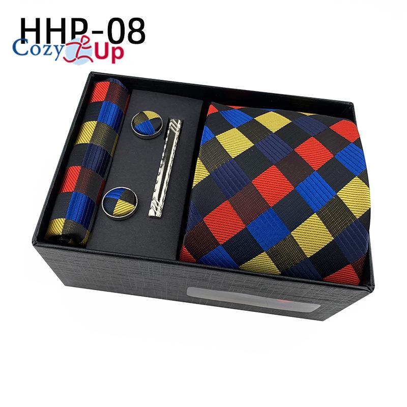 Cozy Up 6 Pieces Set Paisley Men's Tie Including Tie Square Scarf Cuff Tie Clip Gift Box