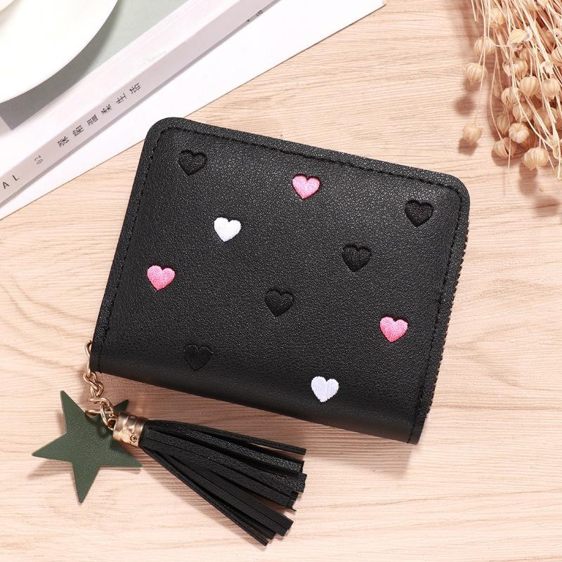 Cute Mini Tassel Wallet Women Small Wallet Ladies Girl Short Zipper Lovely PU Leather Coin Purse Female Hand Wallet Purse