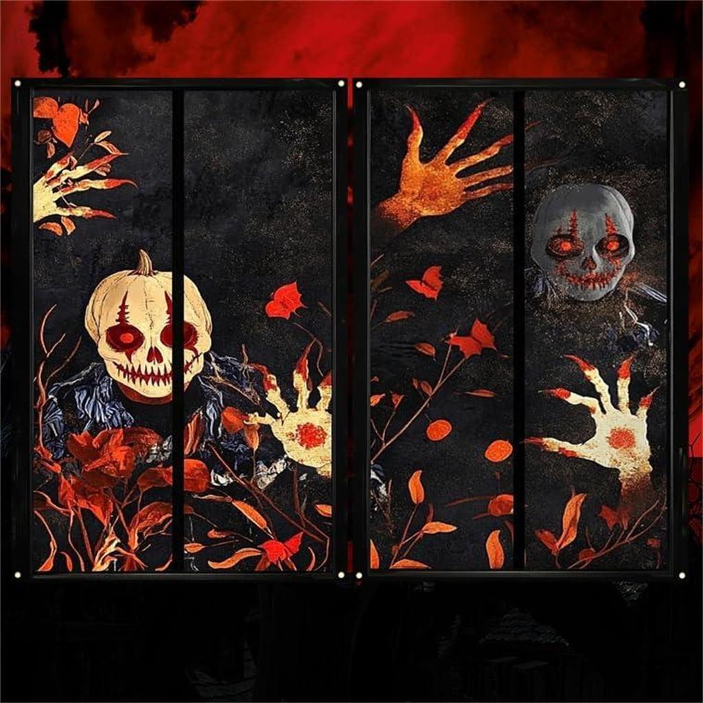 Halloween 2-pack Door And Window Curtain Background Hanging Cloth Horror Ghosts Outdoor Decoration Scene Hanging Cloth