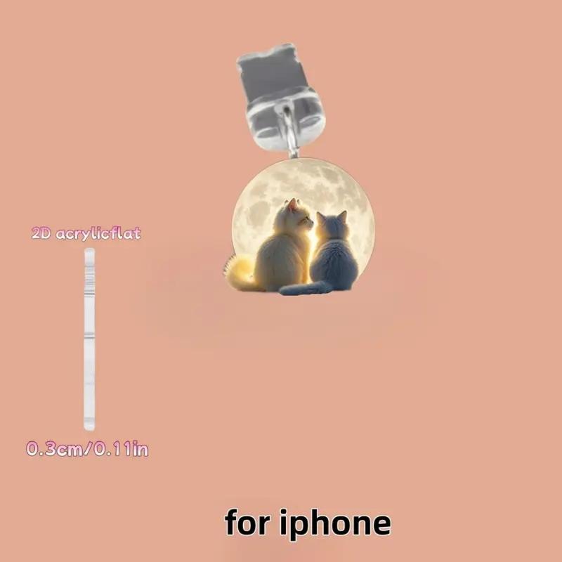 Type C USB Port Dust Plug with 2D Acrylic Pendant Charm Mobile Dust Plug Charm Phone Accessories for Phone Decorations