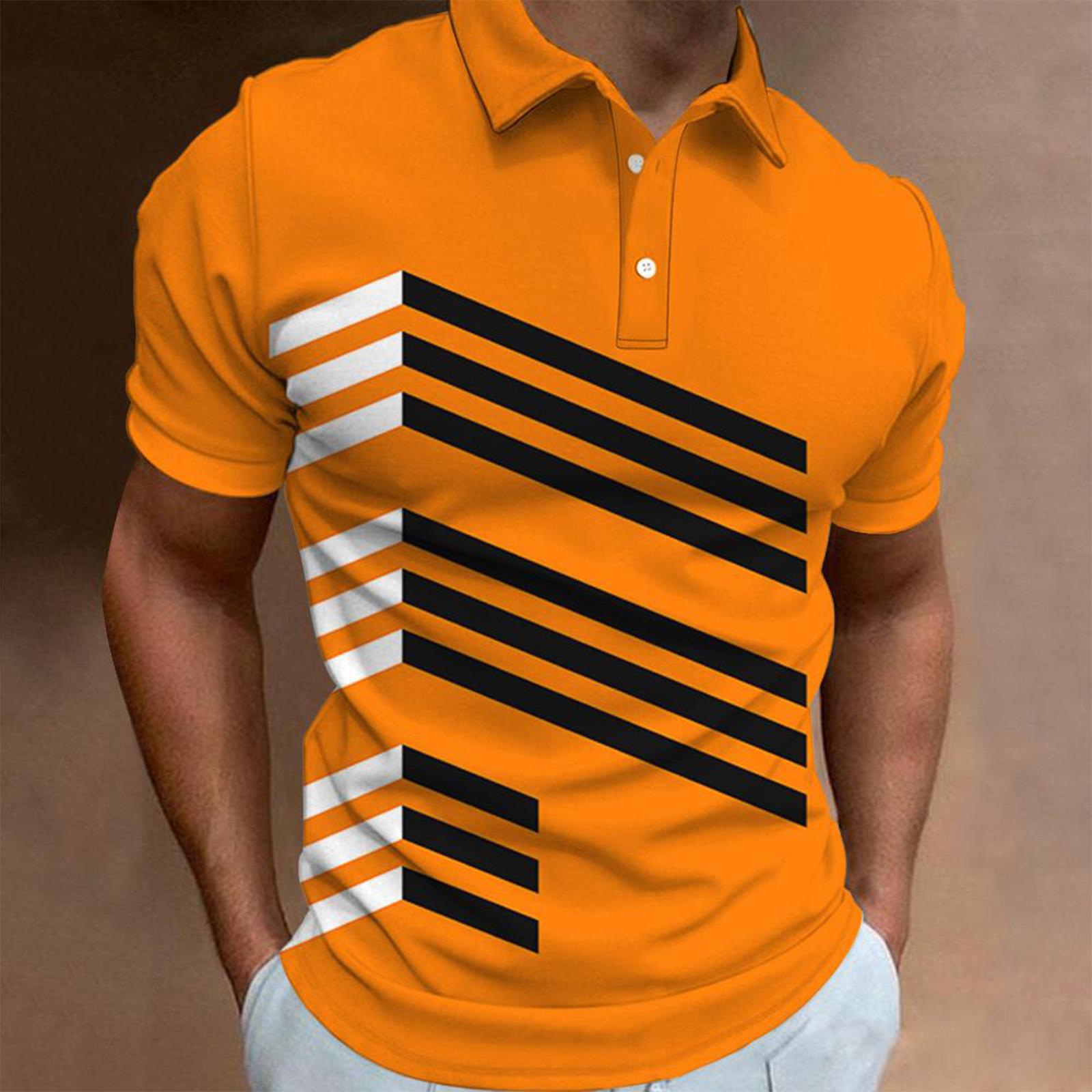 

Мужская рубашка Рубашка для гольфа Ретро Цветовой контраст На открытом воздухе Уличный с короткими рукавами С принтом Одежда Модельер Повседневный Дышащий XXL оранжевый