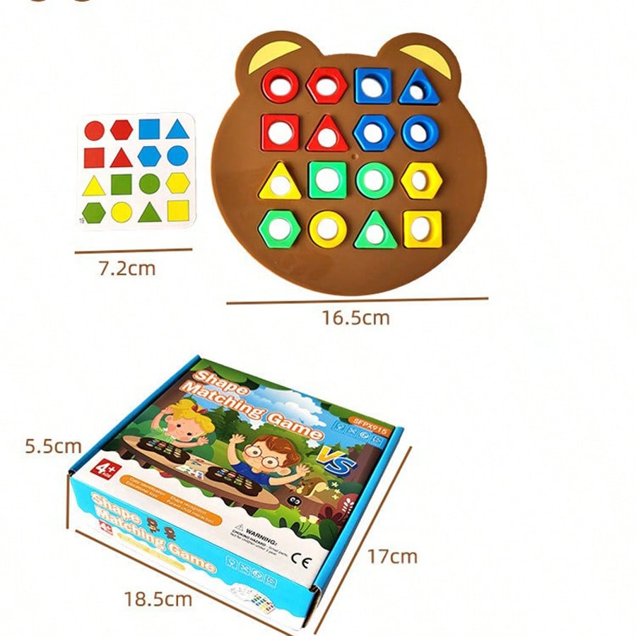 Shape Matching Game Color Sensory Educational Toy,New Children Puzzles Geometric Shape Quick Matching Board, Cute Bear Shaped Checkerboard (2 Players)