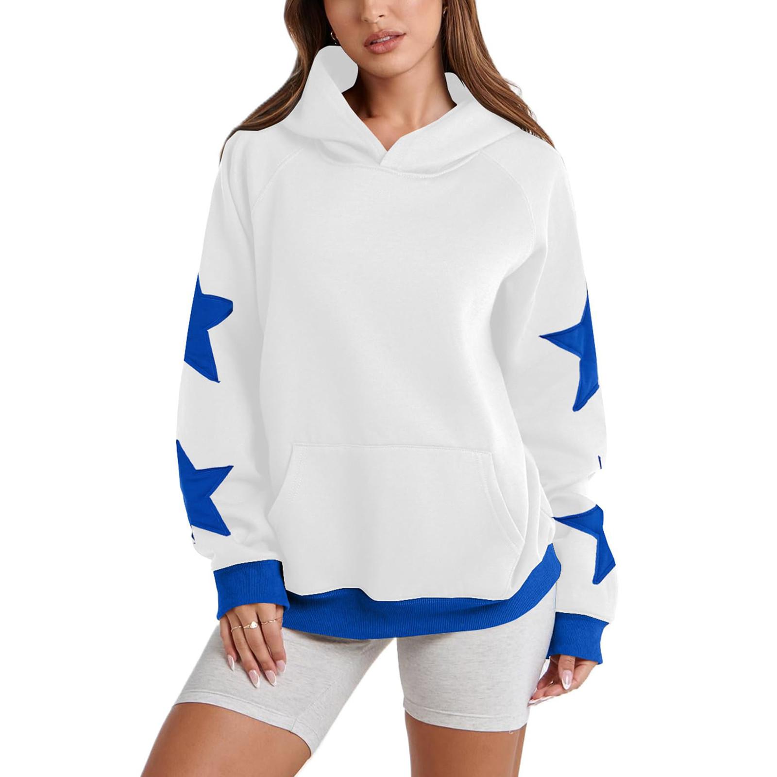 

Женская модная толстовка с длинными рукавами и капюшоном в стиле звездного блока XL белый