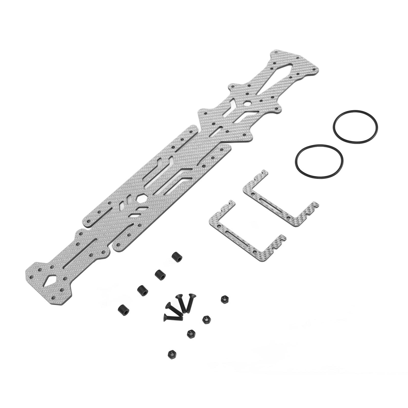 

Комплект шасі RC Заміна Шасі з вуглеволокна Кріплення акумулятора Гвинти для 1:10 Дрифтовий автомобіль срібний