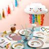 Lot de 6 Gobelets Jetables "Nuage Rainbow" 23cl Blanc