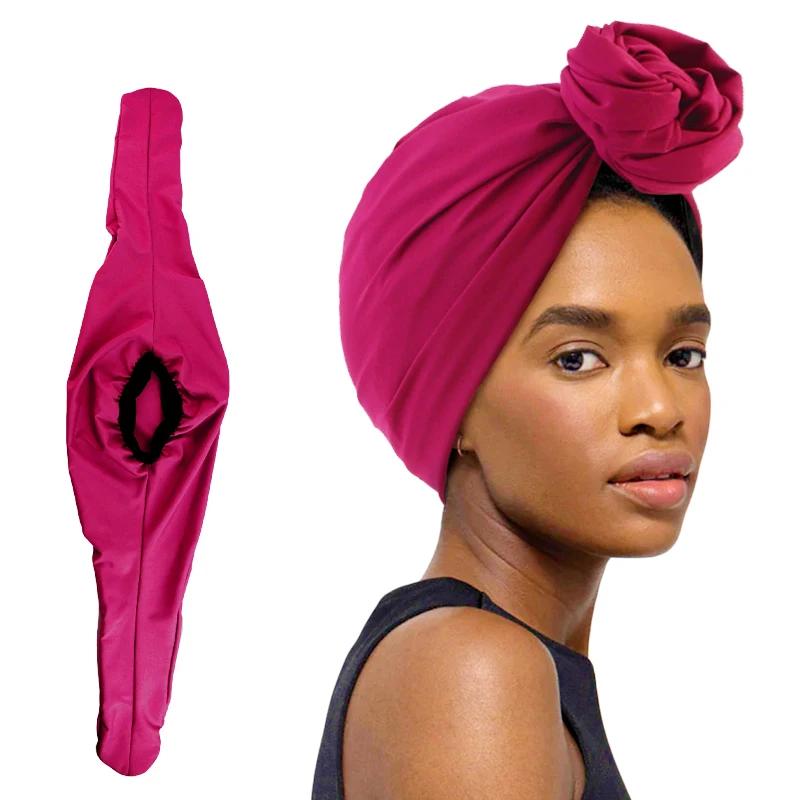 

New Elegant Retro Turban for Ladies Cotton Headband Women Muslim Headscarf Beanie Cap Hair Cover Cap African Head Wraps Bonnet вина червоного кольору