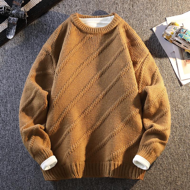 Men s Luxurious Cashmere Wool Round Neck Sweater - Winter Thick Knitwear, Skin-friendly & Business Casual 2XL