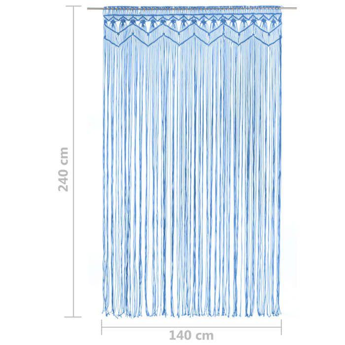 VidaXL Rideau Séparateur de Pièce Store de Fenêtre Rideau de Porte Rideau de Fenêtre Maison Vitrine Intérieur Macramé Bleu 323988