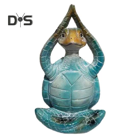 Yoga Meditation Sitting Turtle Figurine Resin Sea Turtle Statue Model Animal Sculpture Ornament Indoor Outdoor Garden Home Office Decoration Birthday