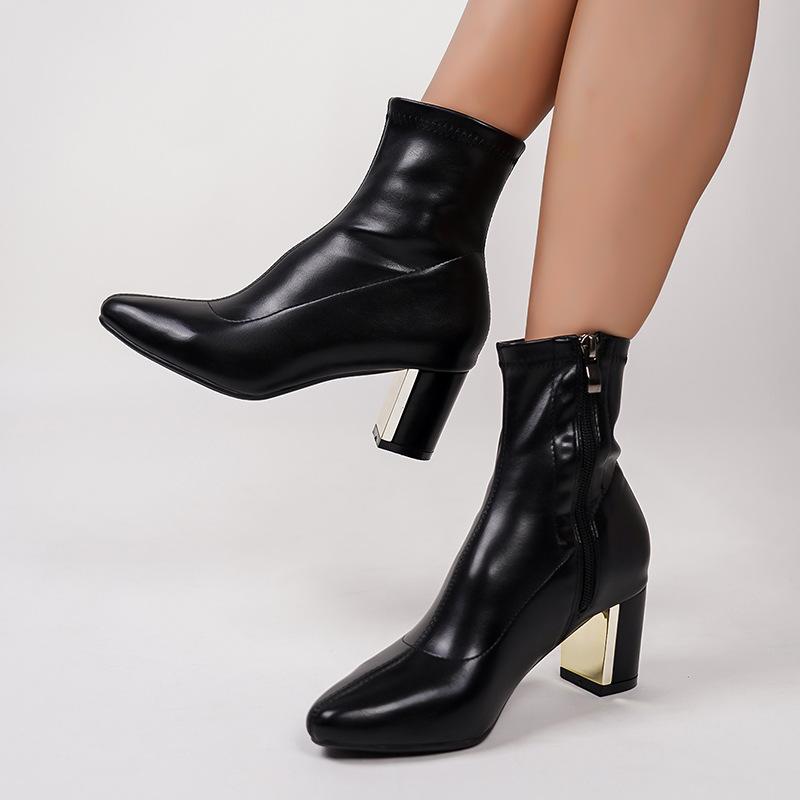 

Простые и мягкие замшевые остроносые тонкие ботильоны, нежный темперамент, средний каблук, короткие ботильоны, бархатные ботильоны на толстом каблуке, женские 41 чёрный