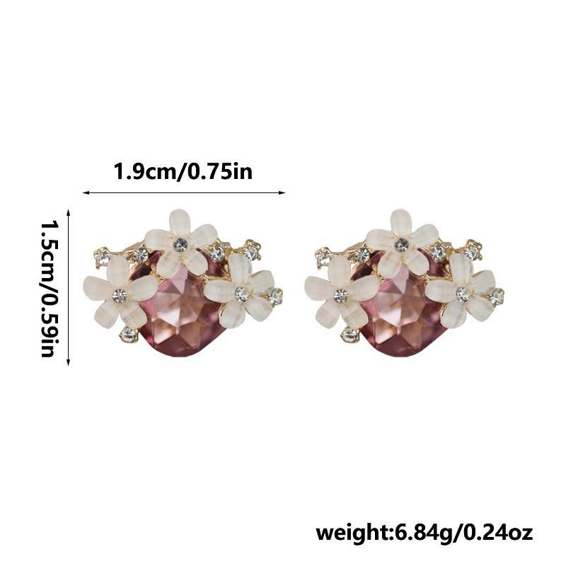 1111 popular retro diamond-encrusted geometric flower stud earrings European and American sweet Internet celebrity temperament high-end earrings