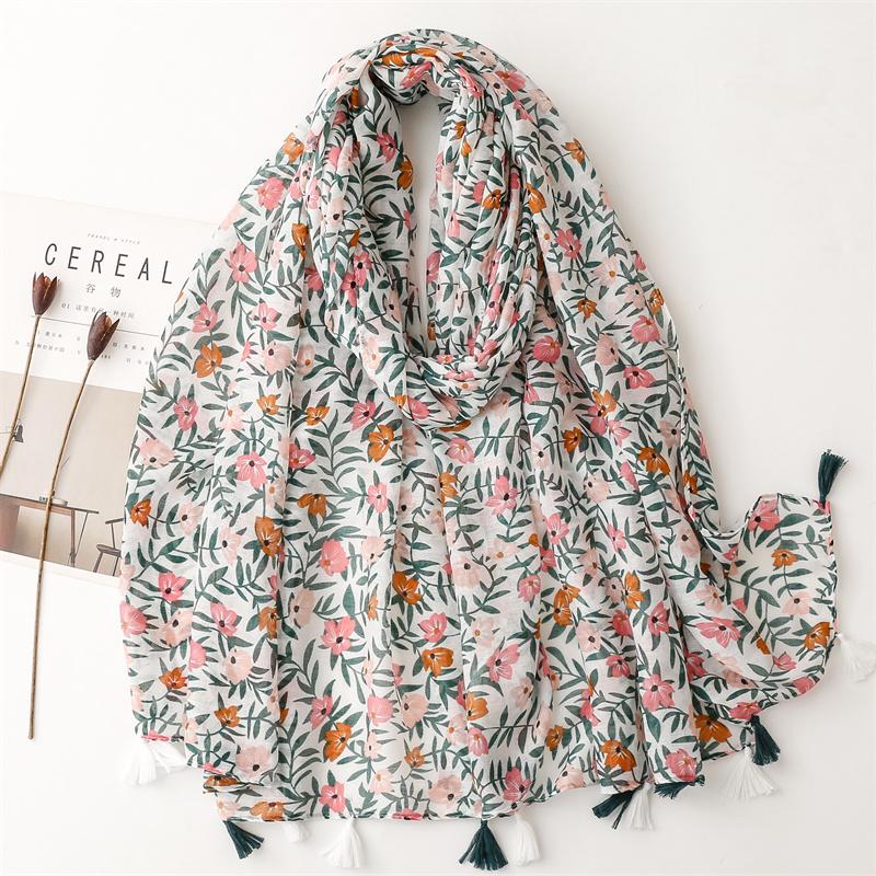 Luxury Brand Cotton Scarf Women Large Shawls Design Hijab Echarpe Print Tassel Scarves Lady Beach Stole Muffler Foulard Pareo