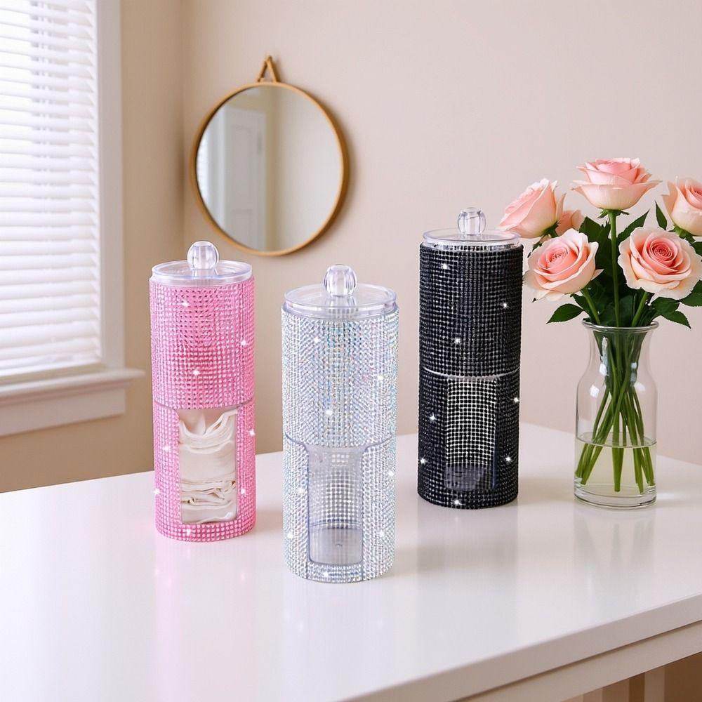 Plastic Double-Layer Cotton Swab Holder 2 in 1 Cotton Pad Organizer Bathroom