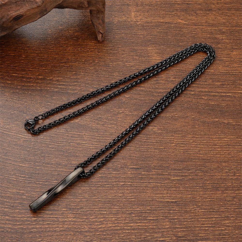 Accessories, Simple Stainless Steel Cylindrical Twisted Pendant Men, Titanium Steel Men's Necklace