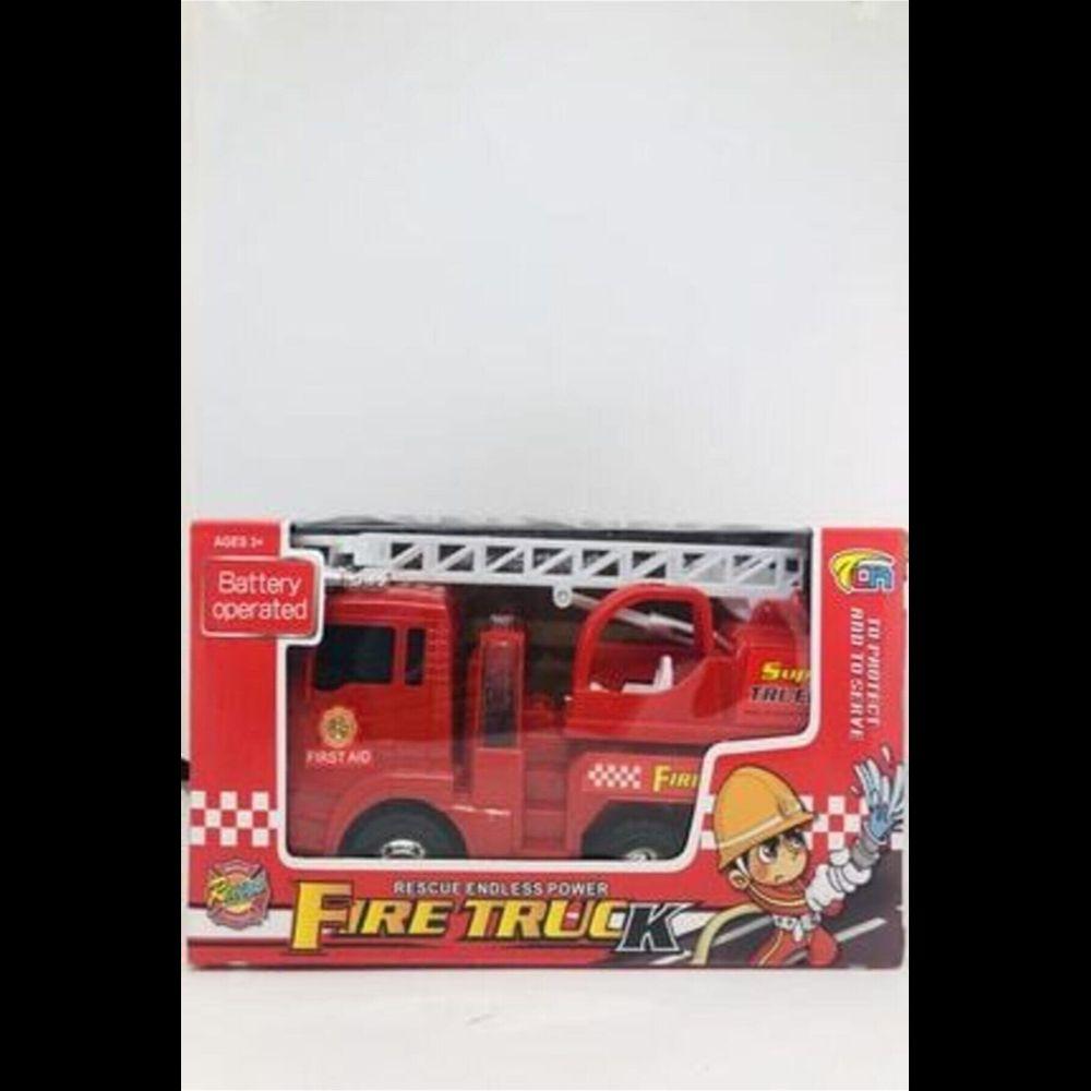 Battery Operated Sound and Light Toy Fire Truck When It Hits The Ladder Moving, Rotating By Its Own