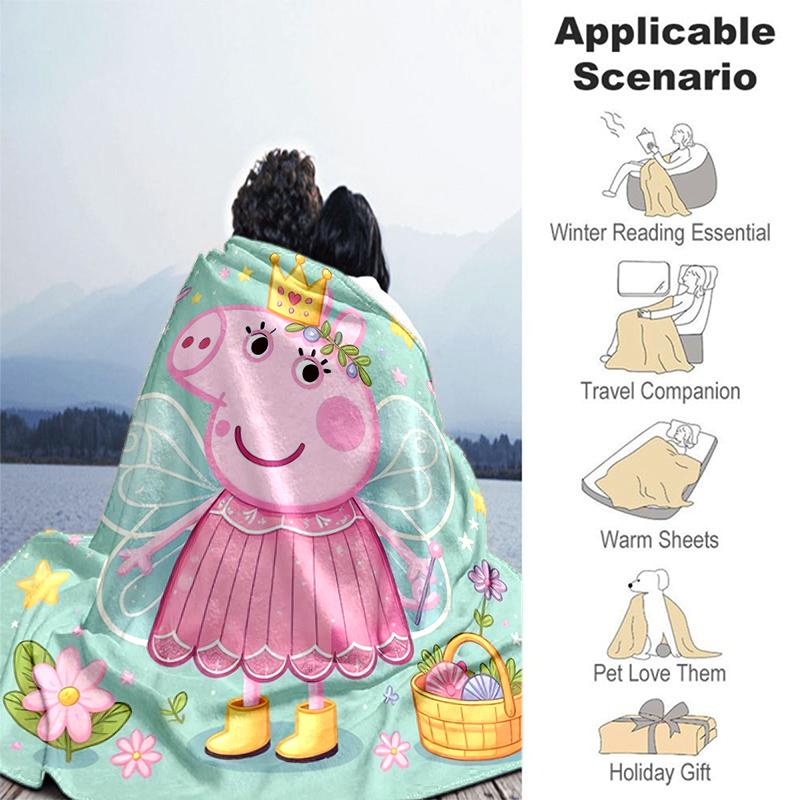 1pc Blanket Peppa Pig2 Print Design, Lightweight Blanket for Sofa, Bed- Soft &Warm, Gift for All Seasons like Christmas, Halloween