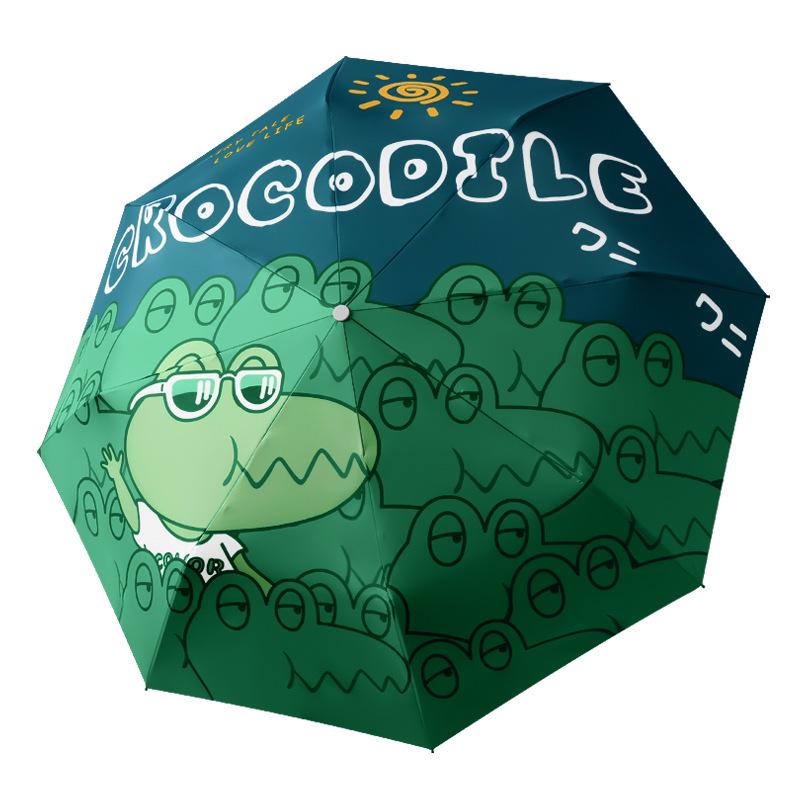Cartoon Mini Sun & Rain Five-Fold Umbrella for Women - Portable, Sunscreen, and Dual-Use