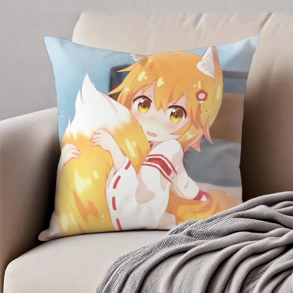 Fashion TThe Helpful Fox SenkoSanS Cartoon Cushion Cover Pillowcase Antidustmite Invisible Zipper Short Plush Sofa Cushion