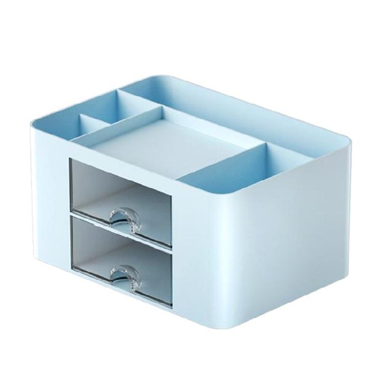 Large Capacity Desktop Organiser Storage Box With 2 Drawers and 5 Compartments Art Supply Organiser For Office Desk