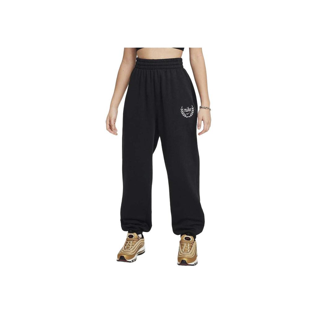 Nike Sportswear Club Lightweight Elastic Embroidered Logo Warm Fleece Pants Kids Bottoms Black White FZ5571-010