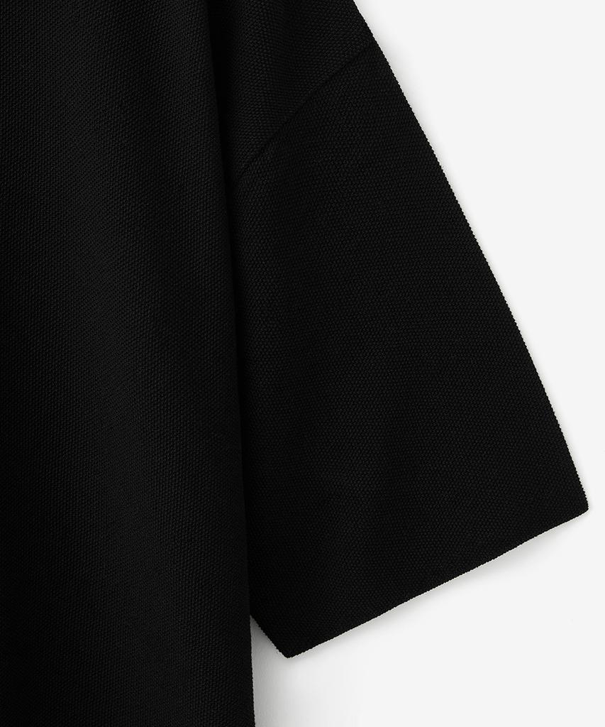 BLOND9 Cotton Half Zip Short Sleeve Knit_Black