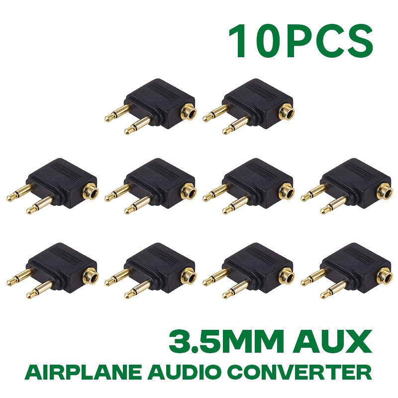 1-10 PEZZI Adattatore Audio per Aereo Spina AUX da 3,5 mm Convertitore Audio per Cuffie Auricolari da Aereo Per Cuffie da Viaggio Aereo Vendita all'Ingrosso