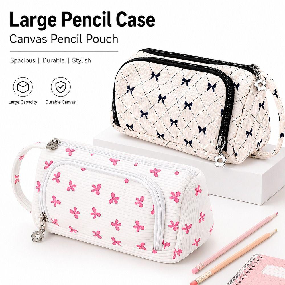 Big Capacity Canvas Pencil Pouch Multifunctional Stationery Box New Large Pencil Case