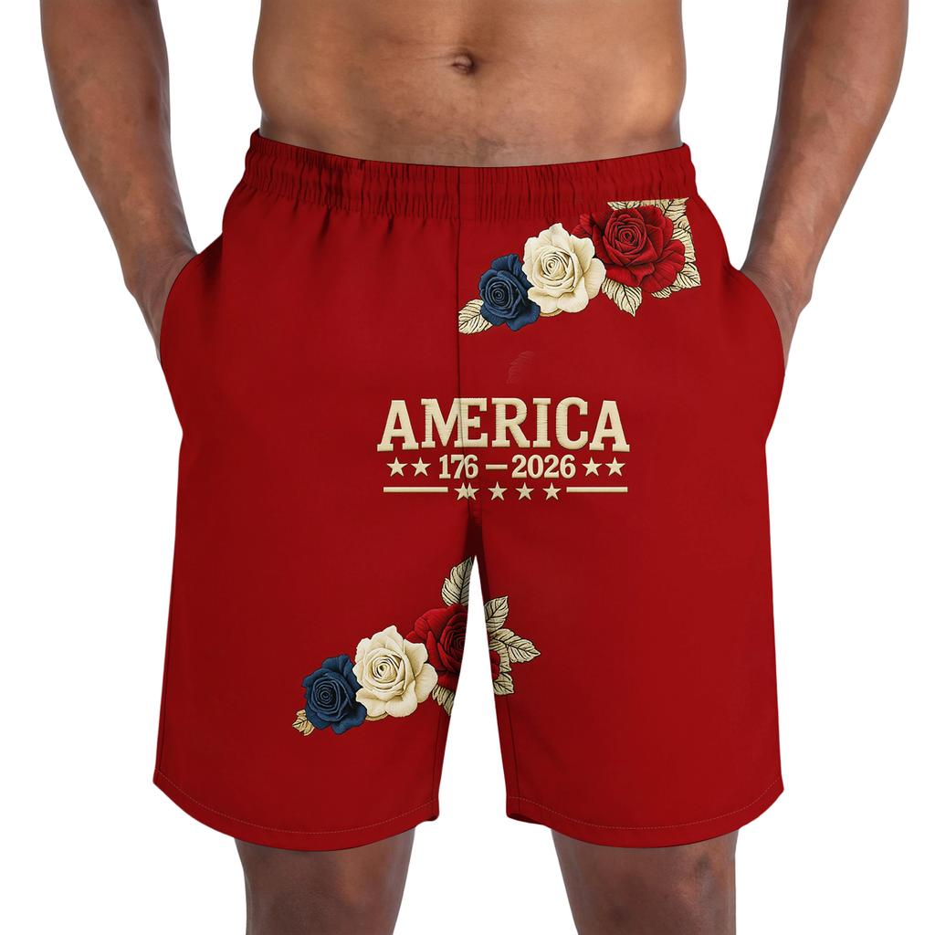 Pantalones Cortos Casuales de Moda con Estampado del Día de la Independencia para Hombre, Pantalones Cortos Deportivos Ligeros y Transpirables para Hombre