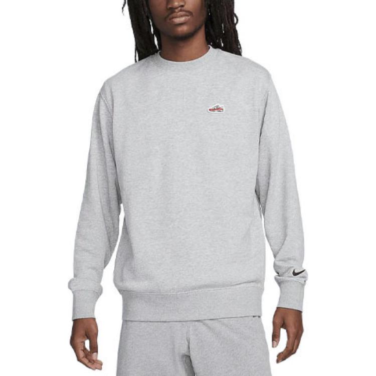 Nike Logo Embroidered Pattern Round Neck Knitted Sweatshirt Men Sweatshirt Dark-Gray FZ5203-063