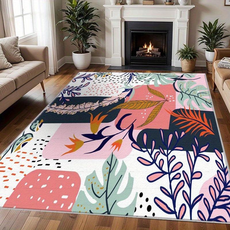 Autumn Maple Leaf Mushroom Area Rug Fall Berry Foliage Pattern Soft Floor Carpet for Living Room Bedroom Seasonal Home Decor Rug