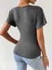 2024 European-American Deep V Knitted Pleated Slimming Top