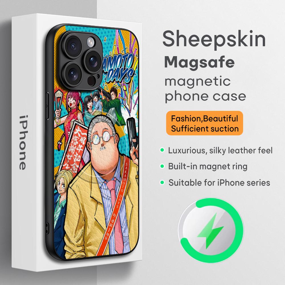 Taro Sakamoto Japan hot anime Phone Case For iPhone 16 15 14 13 12 11 Plus Pro Max High-end Luxury Magsafe Sheepskin