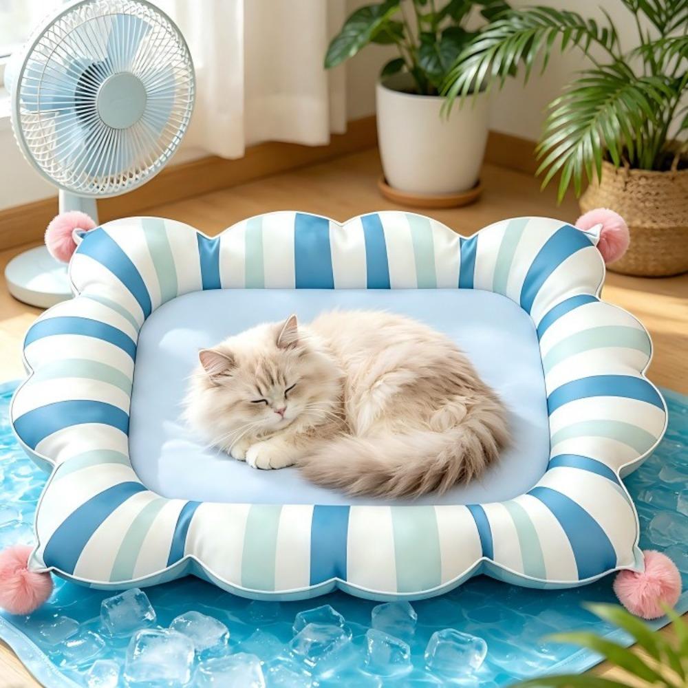 Removable Pet Cooling Mat Wear-Resistant Cat Ice Pad Cartoon Pattern Pet Cushion Home