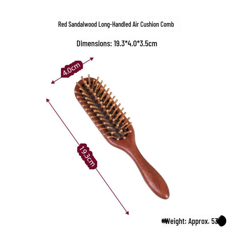  Pettine Massaggiante con Cuscinetto d'Aria in Sandalo Dorato - Pettine Retrò in Legno Massiccio per Capelli Lunghi da Donna
