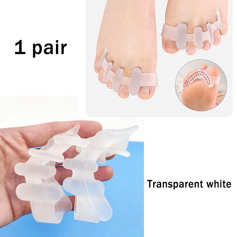 2pcs Four-Hole Toe Separator Silicone Overlap Toe Corrector Thumb Hammer Insoles Corrector Reusable Toe Spacers for Feet Spacers