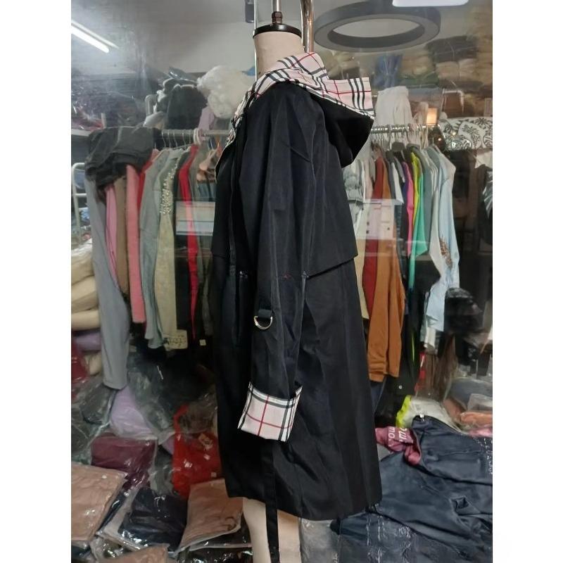 Fashion Trench Coat Women Autumn Winter Solid Color Casual Street Style Cardigan Long-sleeved Hooded Plaid