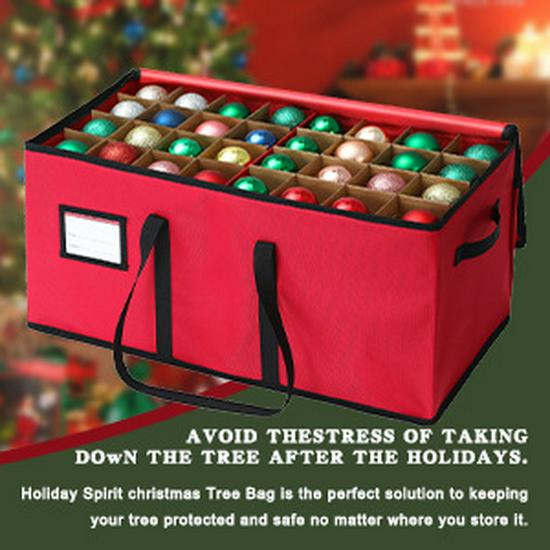Foldable Oxford Cloth Storage Box with 128 Detachable Grids for Christmas Balls
