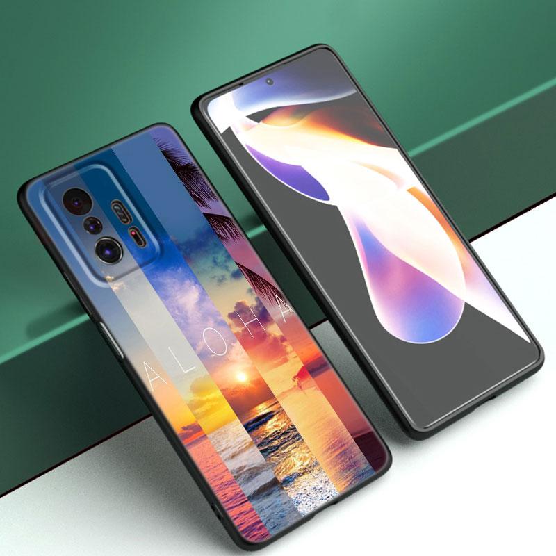Summer Beach Sunset Sea Phone Case For Xiaomi Mi A2 8 9 SE Note 10 10T 11 12 Lite 9T 11T 12S 12T Pro A3 6X 12X TPU Black Cover