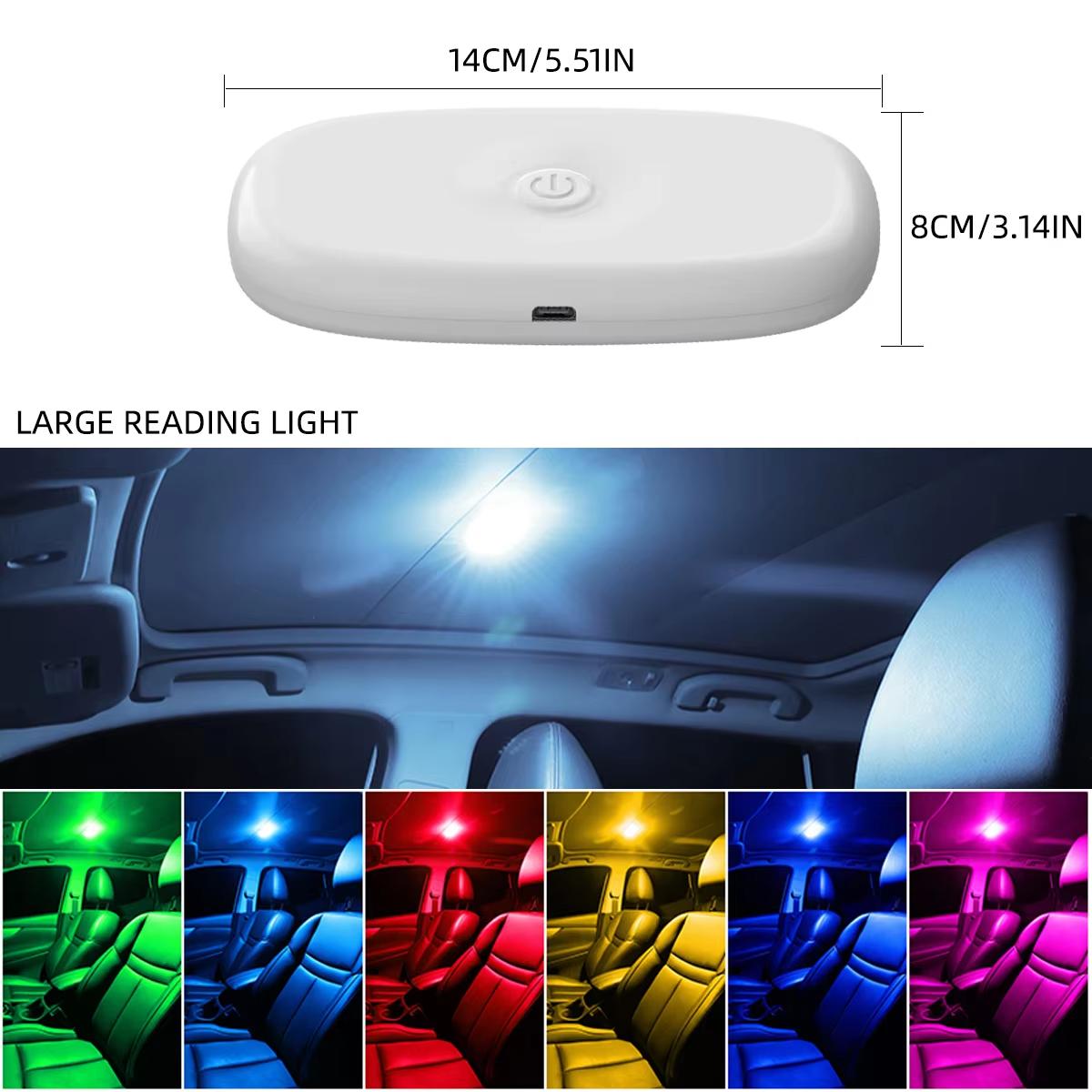 1PCS LED Touch Light Mini Wireless RGB Atmosphere light USB Charging Auto Roof Ceiling Reading Lamp Car Interior Lighting 5V Style A 10SMD