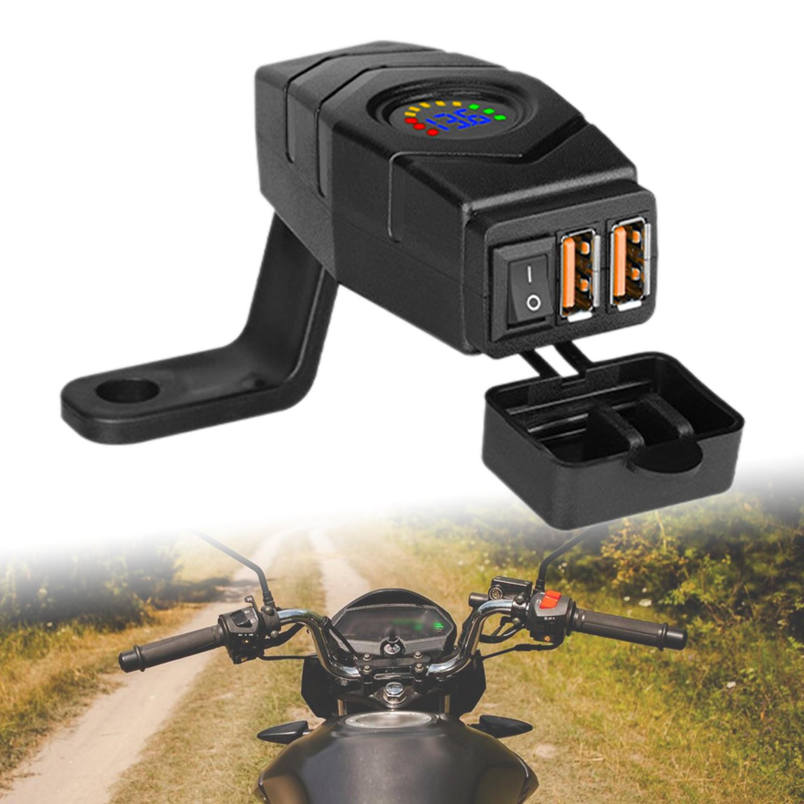 

Мотоциклетное зарядное устройство USB с двумя разъемами, простая установка аксессуаров, быстрая зарядка 3.0 blue light