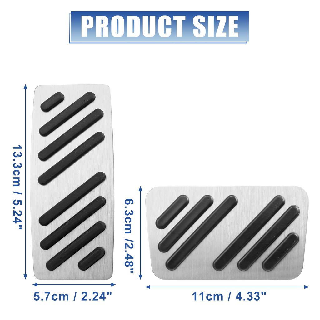 X AUTOHAUX Automatic Brake Pedal Pad Gas Accelerator Pedal Cover Aluminum Compatible with Cadillac XT4 XT5 XT6 Silver Tone Kit, Alloy, 2014-2021,