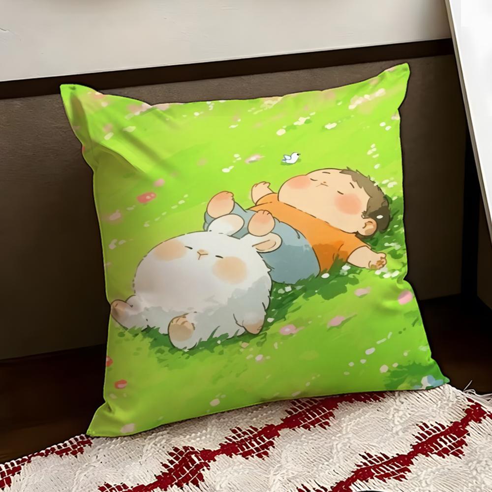 Cartoon Drawing Animal Cushion Cover Reversible Soft Durable Pillow Cover Home  Car MultiScene Use for Daily Comfort