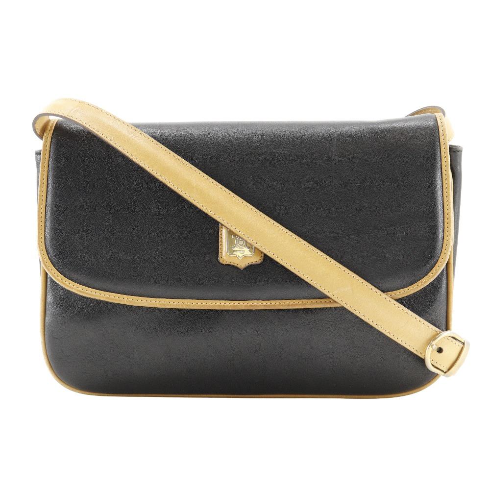 Celine Old Celine Shoulder Bag 2-way Clutch Black Calfskin Women Used